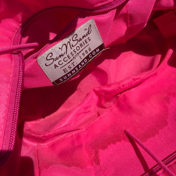 Boho straw pom pom market beach tote bag - Picture 4 of 5